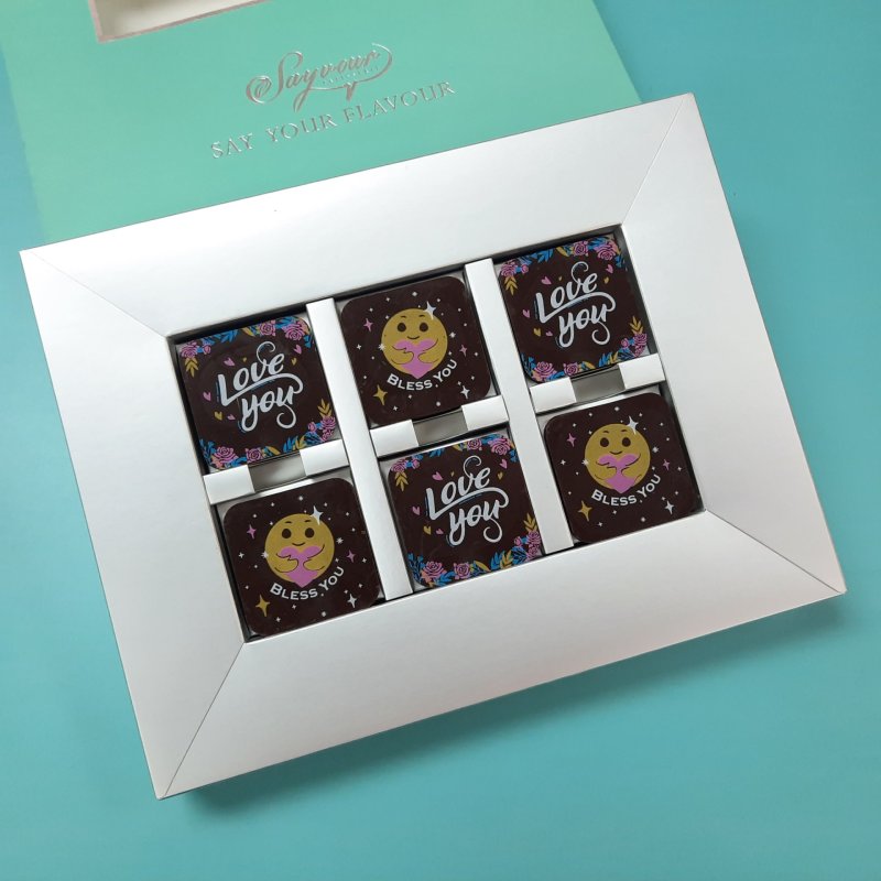 Love You+Bless You_12pcs_blue_square