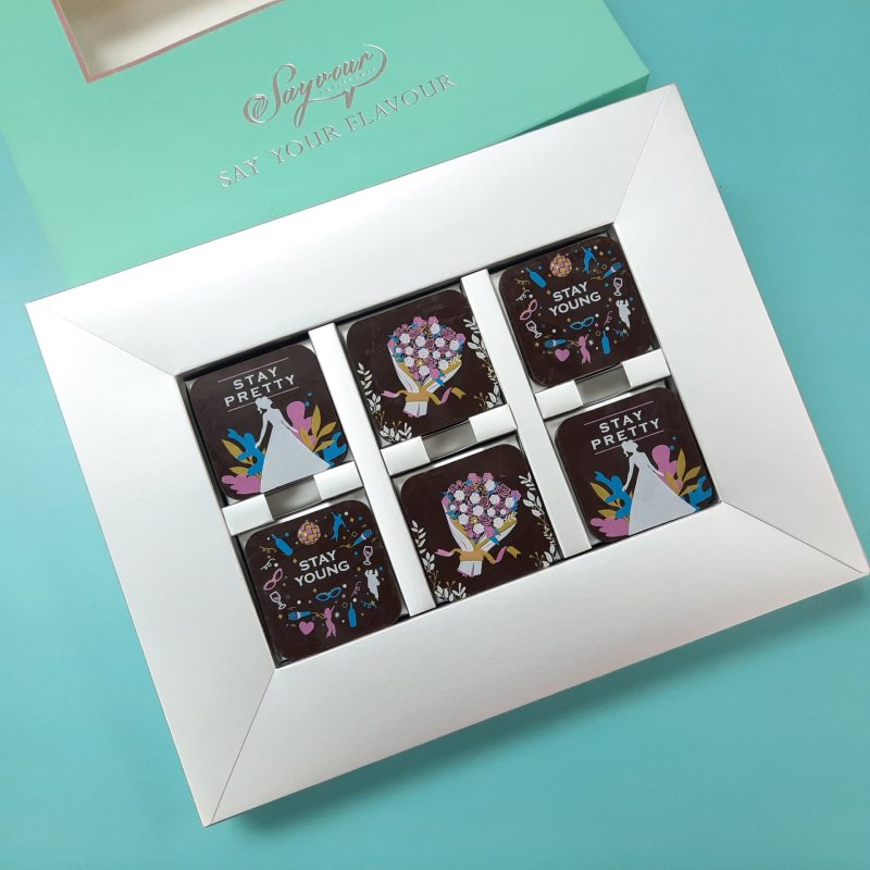 stay pretty+stay young+flower_12pcs_blue_square